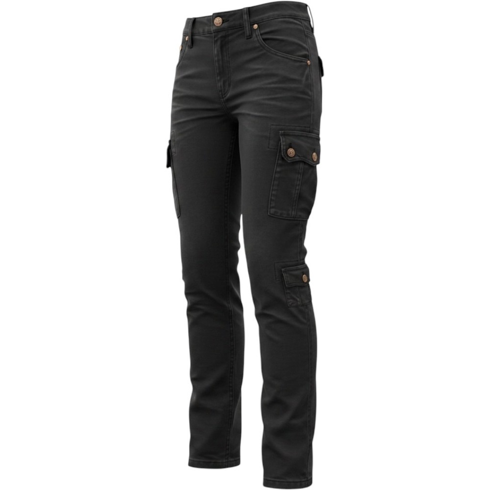 Bambu Tyger Vintage Y2K Black Cargo Pants Low Rise Straight Leg Womens 25
